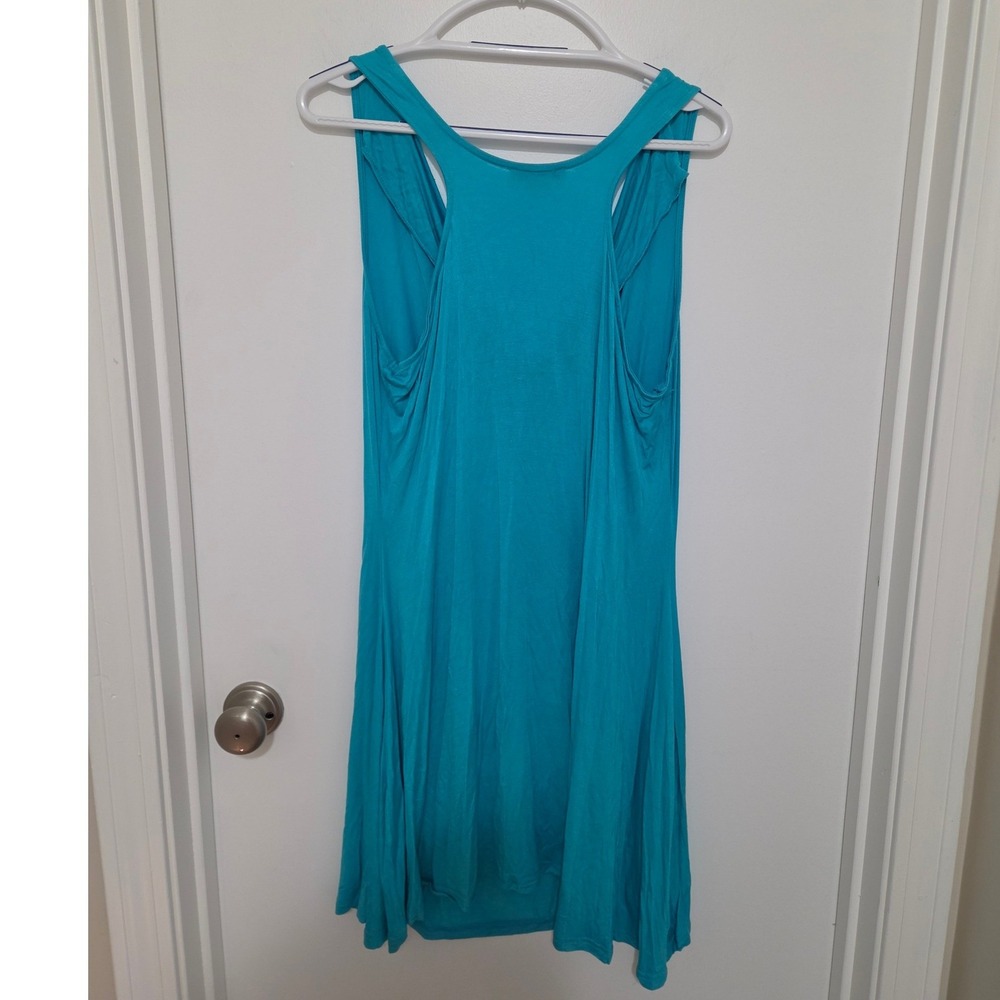 Venus Turquoise Blue Cowl Neck Racerback Cover Up Mini Dress Womens XL - Picture 2 of 5